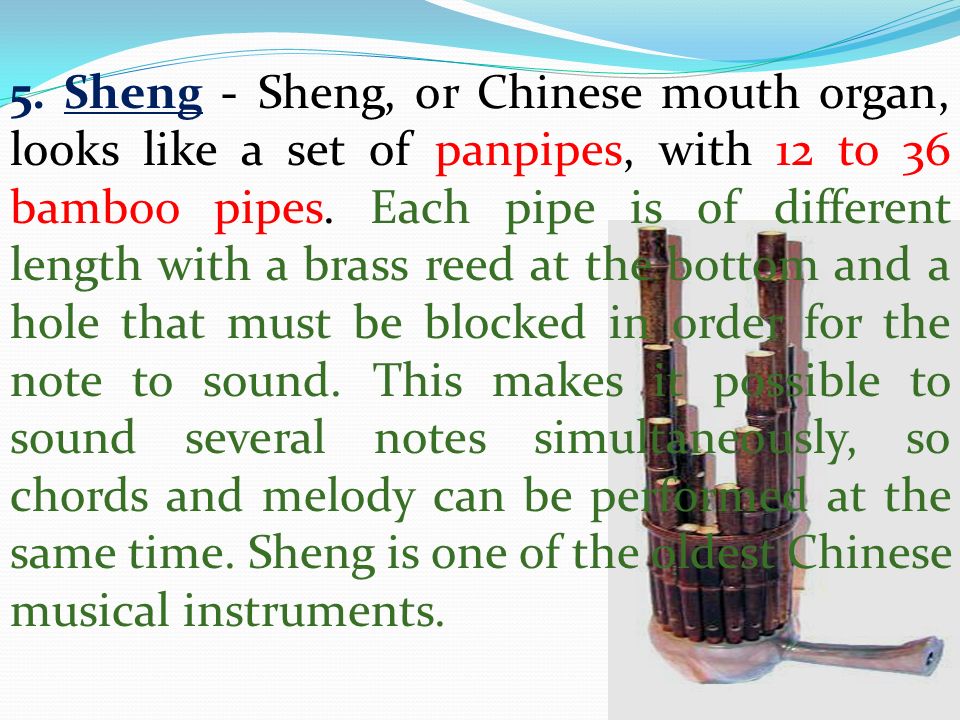 A chinese instruments with cheap 12 to 36 bamboo pipes